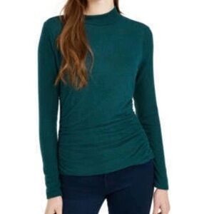 BCX Juniors Green Textured Side-Ruched
Mock-Neck Sweater